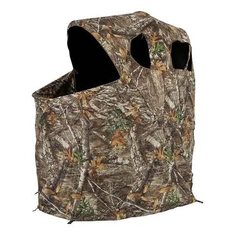 [Amazing Offer]Portable Hunting Blind with Chair - Camouflage See-Through Ground Tent with Cup Holder, Lightweight 1-Person Tent for Deer, Duck, and Turkey Hunting Visibility Convenience