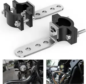 Nilight Aluminum Motorcycle Light Bar Tube Clamp Brackets, Anti-Slip Vehicle Mounts with M8 Screws, Fits 0.7-1.2in Round Tubes for LED Light Pods, Front Forks Motorbikes
