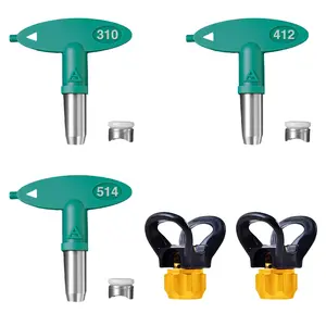 Airless Paint Sprayer Low Pressure Spray Tips Set (310, 412, 514), Fine Finish Reversible Tips with 2 Tip Guards & Seals, Less Overspray, Professional Painting