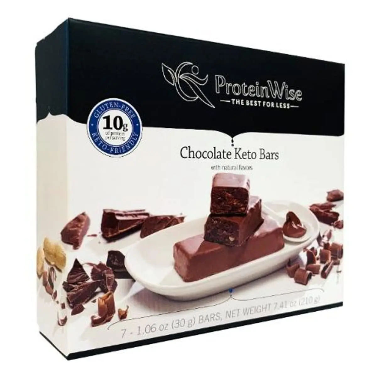 ProteinWise Chocolate Keto Bar, 7 Bars/Box, Keto Friendly, Gluten Free, Protein Snack