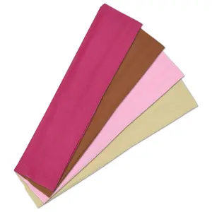 Women's 4-Pcs Non-Slip Elastic Sports Headbands Soft Fabric Hair Wraps for Yoga & Workout Secure Fit No Adjustments Needed in Brown Blush Pink Rose Red Light Pink