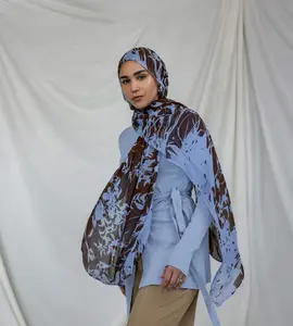 VELA Chocolate Shadow Blossom Print Modal Hijab