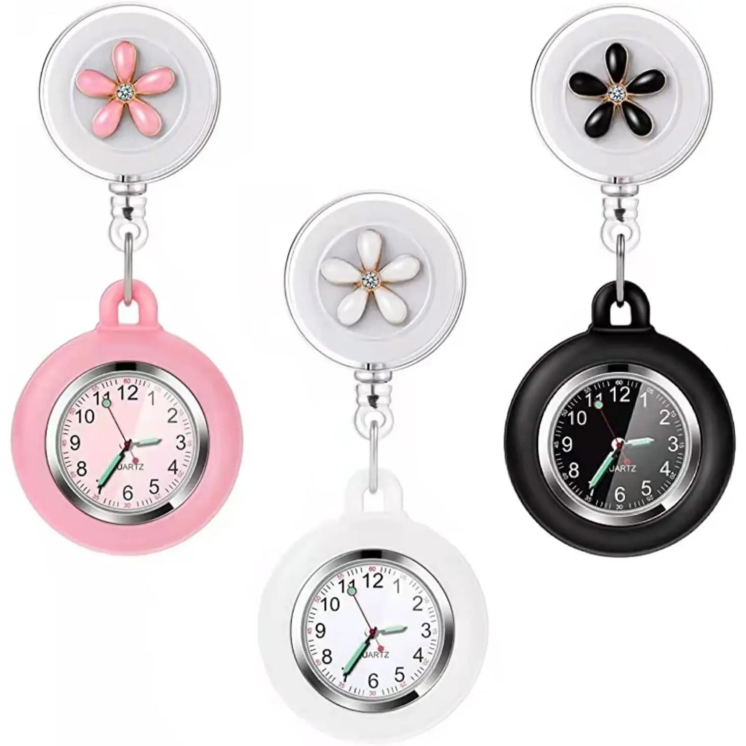 Nurse Glow Pointer Watch with Clip and Lapel Option, Fob Watch with Second Hand