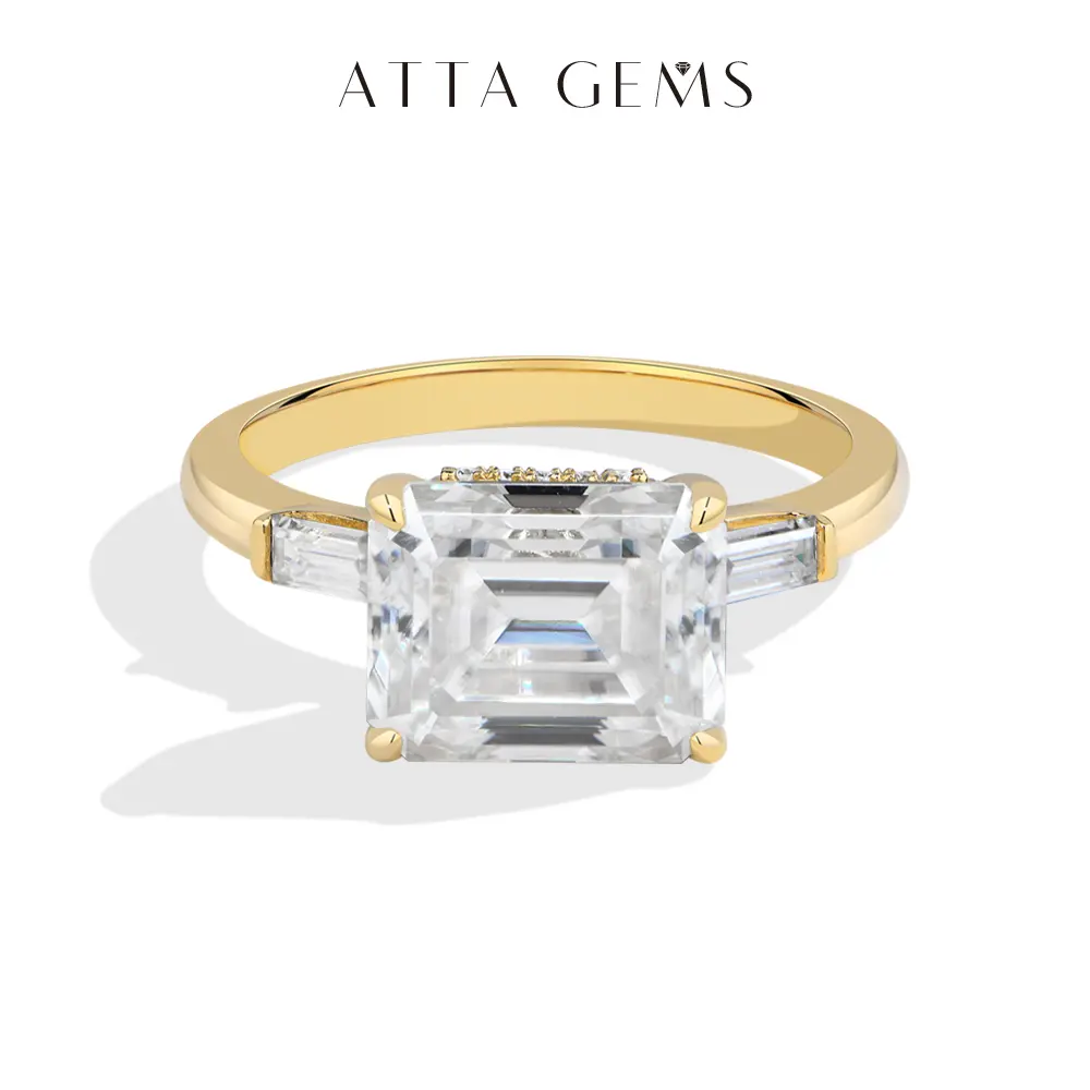 4CT Octagon Cut Lab-Grown Moissanite Ring 925 Sterling Silver Baguette Side Stones For Women Elegant Promise Ring Engagement Anniversary Gift Jewelry R398 summerwins