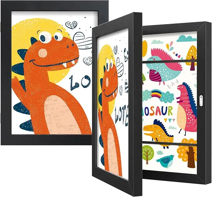 2026 Magnetic Kids Artwork Frame 2 Packs,Front Opening Holds 150 Drawings,8.5x11 with mat,for Wall Display, Stores Finished Artwork
