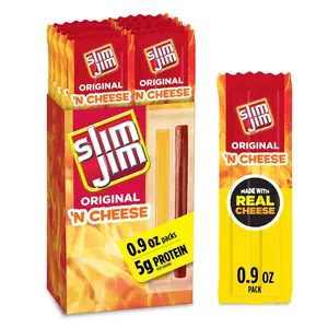 Beef 'N Cheese Smoked Meat Sticks, Original Flavor, 5g Protein Per Serving, Snack Size, Stocking Stuffer, 0.9 oz. (10 Count)