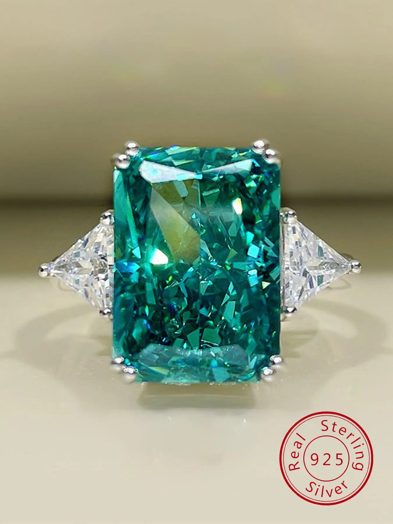 S925 Sterling Silver Fashion Square Shaped Artificial Zircon Decorated Ring, Luxury Jewelry for Women, Elegant Fashion Rings, Trendy All-match & Exquisite Jewelry for Birthday Gift, Elegant Everyday Ring, Emerald Cut Solitaire Ring
