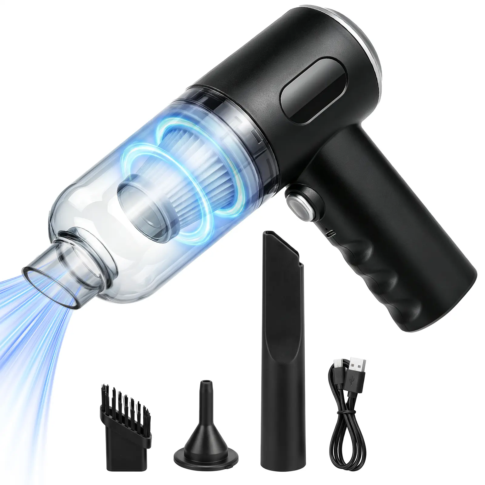 Handheld Car Vacuum Cleaner, Vacuum Cleaner & Air Duster,USB-Rechargeable Cordless Mini Vacuum,Portable Design for Cars, Office Desks, Keyboards