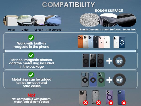 Magnetic Suction Cup Phone Mount, MagSafe Car Holder 360°, Car/Gym/Mirror, iPhone 16/15/14/13