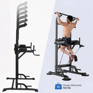 Power Tower Pull Up Bar – Multi-Functional Home Gym Dip & Pull Up Station for Home Gym, Adjustable Height Strength Training Fitness Equipment
