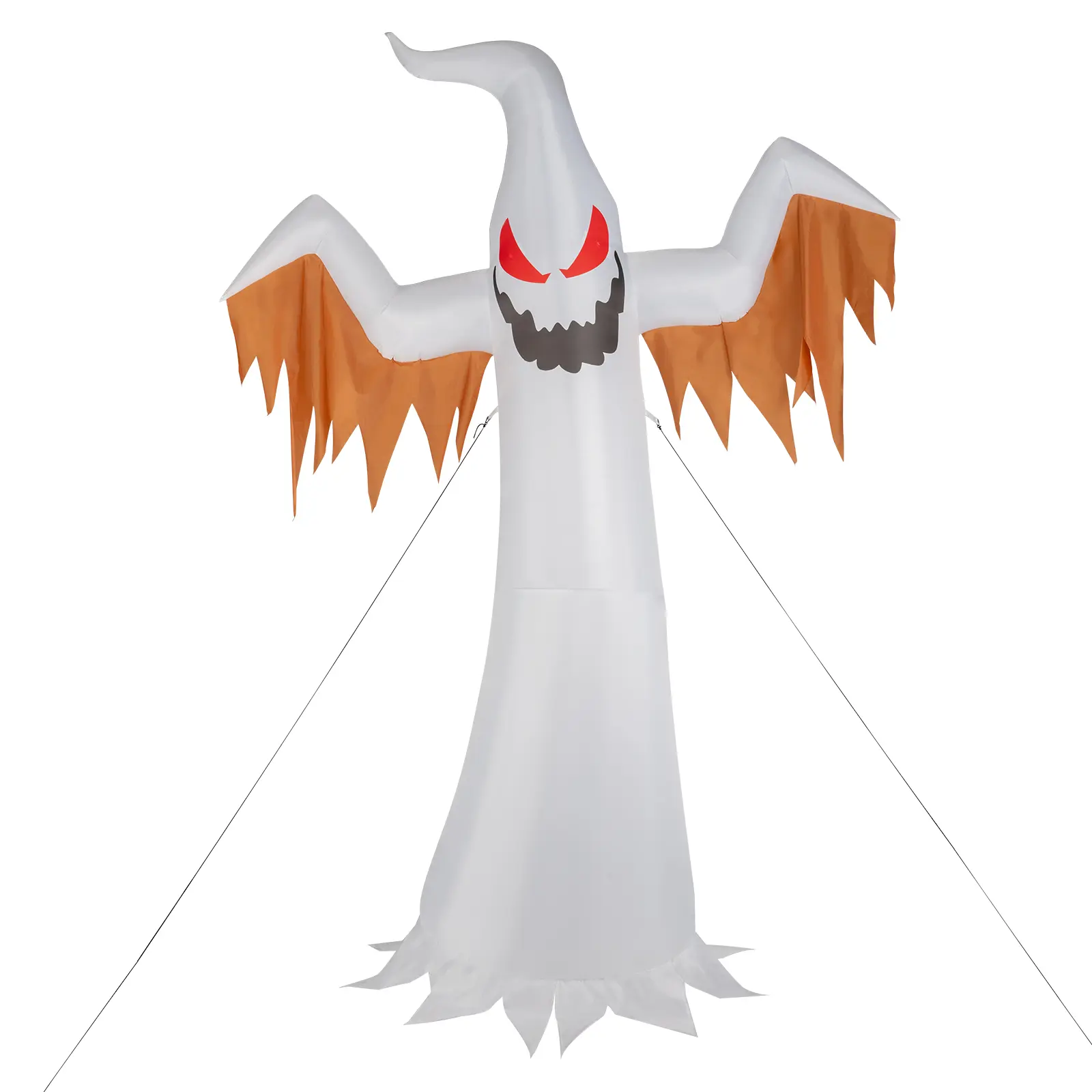 12ft Giant Halloween Inflatable Ghost Outdoor Decor - LED Lights, Flashing Red Eyes, Flame Light, Blower, Stakes, Sandbags for Indoor Holiday Use