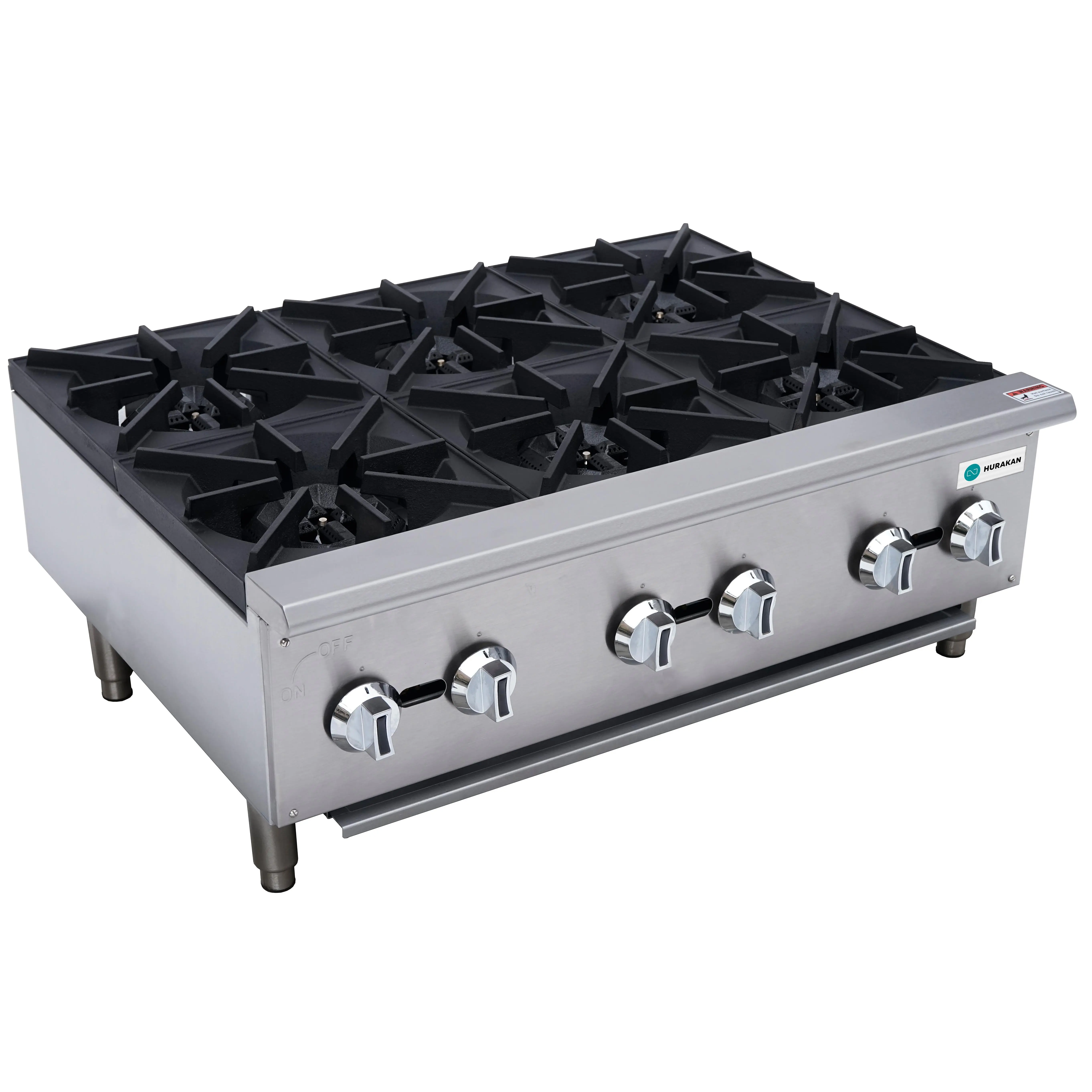 Robertshaw Heavy-Duty Countertop Gas Range with 6 Burners Manual Controls & Adjustable Legs ETL Certified for Commercial Cooking
