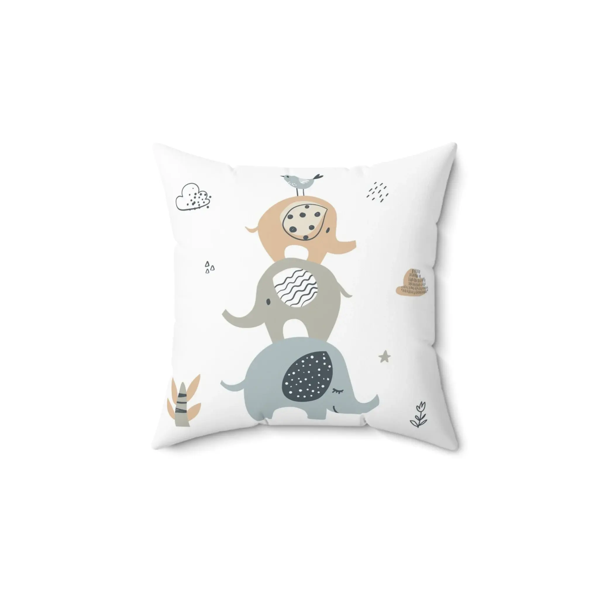 Kids Cartoon Animal Elephant Decorative Pillow - Recycled Polyester, Beige Plastic Zipper - Outdoor Sofa, Outdoor Furniture Accent Piece