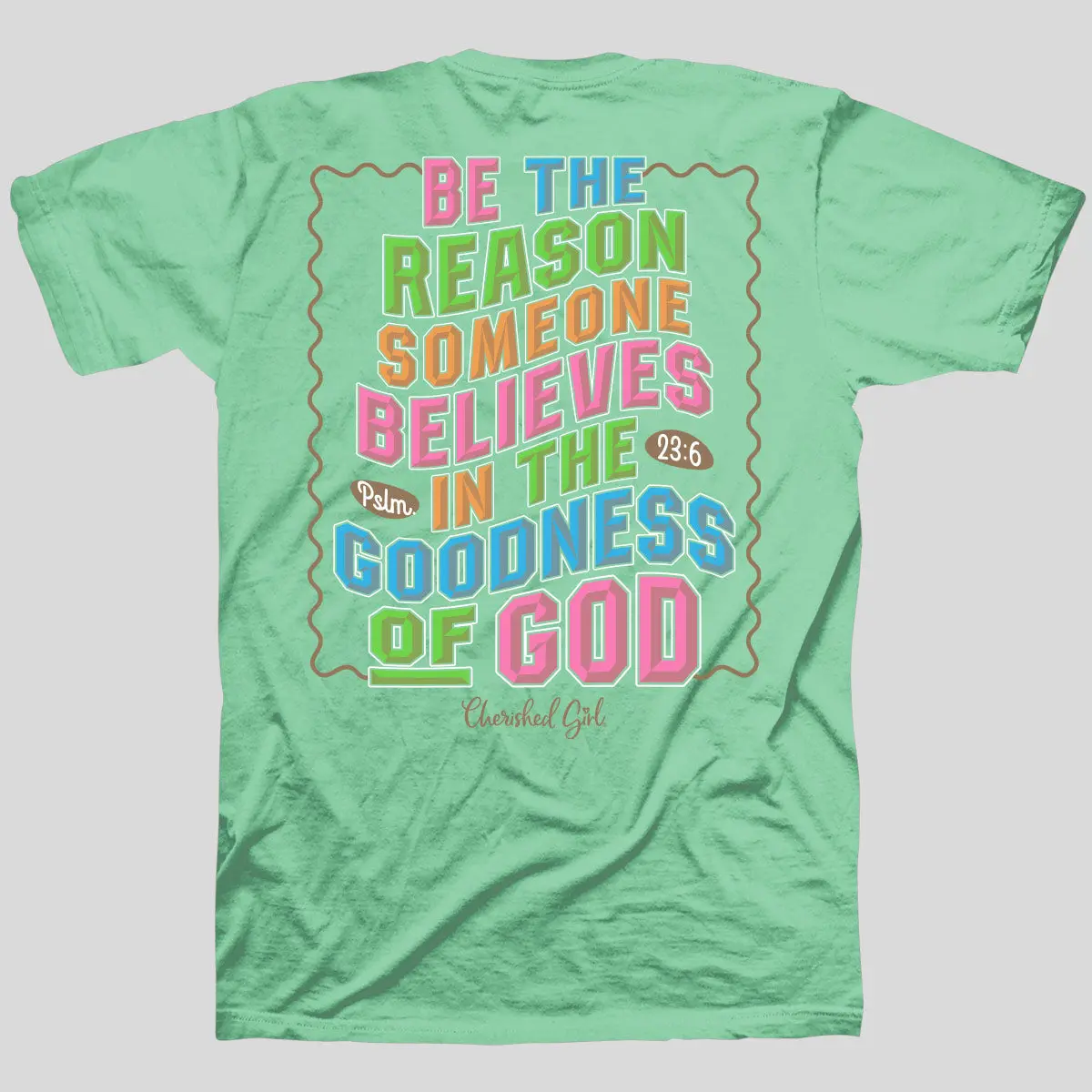 Cherished Girl Women's Short-Sleeve Retro-Fit Colorful Style Cotton T-Shirt - Taped Neck, Double-Stitched Casual Everyday Top with Matching Bottom, Retro Lettering, Standard Fit, Biblical Quote, Crew Neck, Shortsleeve, Tshirt, Casual Everyday Tops, Round,
