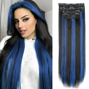 Clip in Hair Extensions Long Straight Synthetic Hairpieces for Women and Girls, Easy to Install for Daily Use and Event Party Use