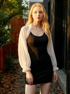 Women's Fashion Lightweight Breathable Chiffon Shawl, Plain Elastic Cuff Long Sleeve Sun Protection Wrap, Casual Outdoor Summer Scarf