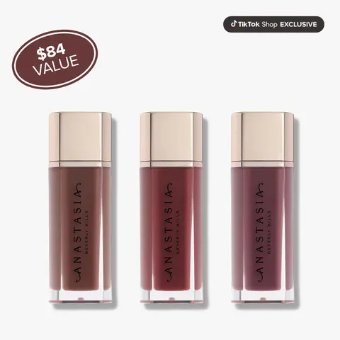 TikTok Shop Exclusive Moody Lip Velvet Trio - Shades Blackberry, Cool Brown, Pomegranate