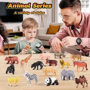 Realistic Animal Model Toys Set, Giant Wildlife Forest Figurines, Plastic Material, Montessori Science Education, Suitable for Kids 3+, 16 Pieces Gift Pack STEM,Boy and Girl ，Pig，Sheep，Natural Zoo