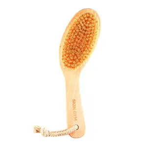 Skin Gym Dry Body Brush - Wooden Exfoliating Loofah with Natural Hair for Personal Cleaning & Bath Use - Promotes Circulation & Reduces Cellulite Light