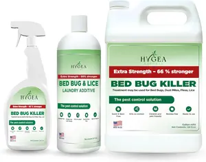 HYGEA NATURAL Extra Strength Bed Bug Spray Refill & Laundry Additive Comprehensive Solution for Active Infestations Fast Acting Non Toxic Formula Safe for Family