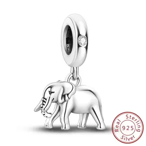 MULA 925 Sterling Silver Elephant Pendant | Sparkling Zircon Pendant Inspired by Nature | Elegant Wildlife Jewelry for Animal Lovers | Suitable for Pandora Bracelets and Necklaces | Gift for Women and Girls, Animal Lover Gift
