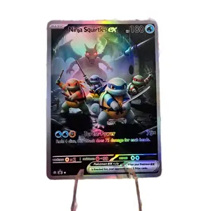 Ninja Squirtles ex Edge to Edge Rainbow Holo Art Card with Fractal Glass Holo Option