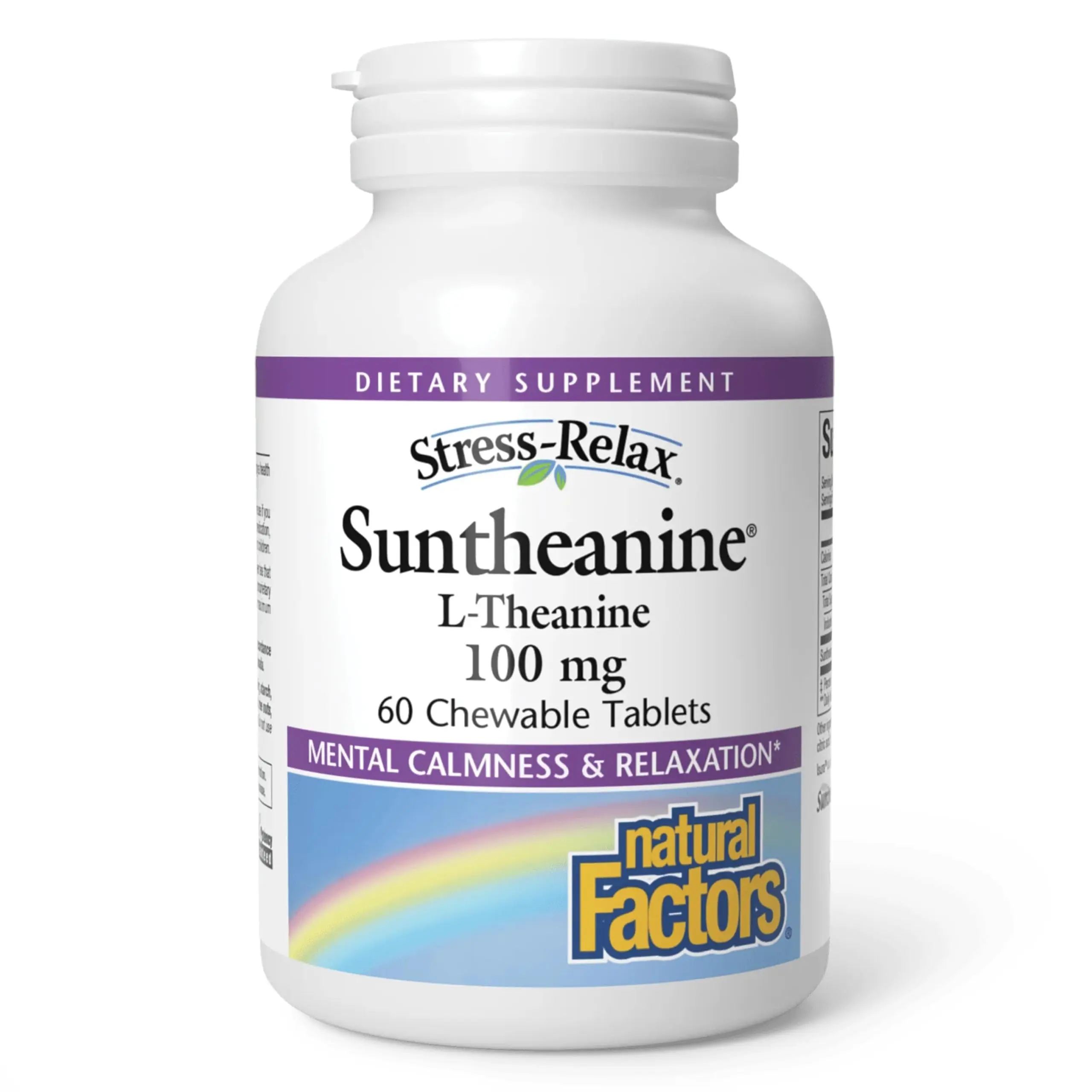 Natural Factors Stress-Relax Suntheanine L-Theanine 100 mg Pineapple Flavor Chewable Dietary Supplement - Nootropics for Cognitive Support, Non-Stim, Mood Boost, Natural Sleep Aid, Relaxation, Learning Performance, Self Care Products, Focus Fuel