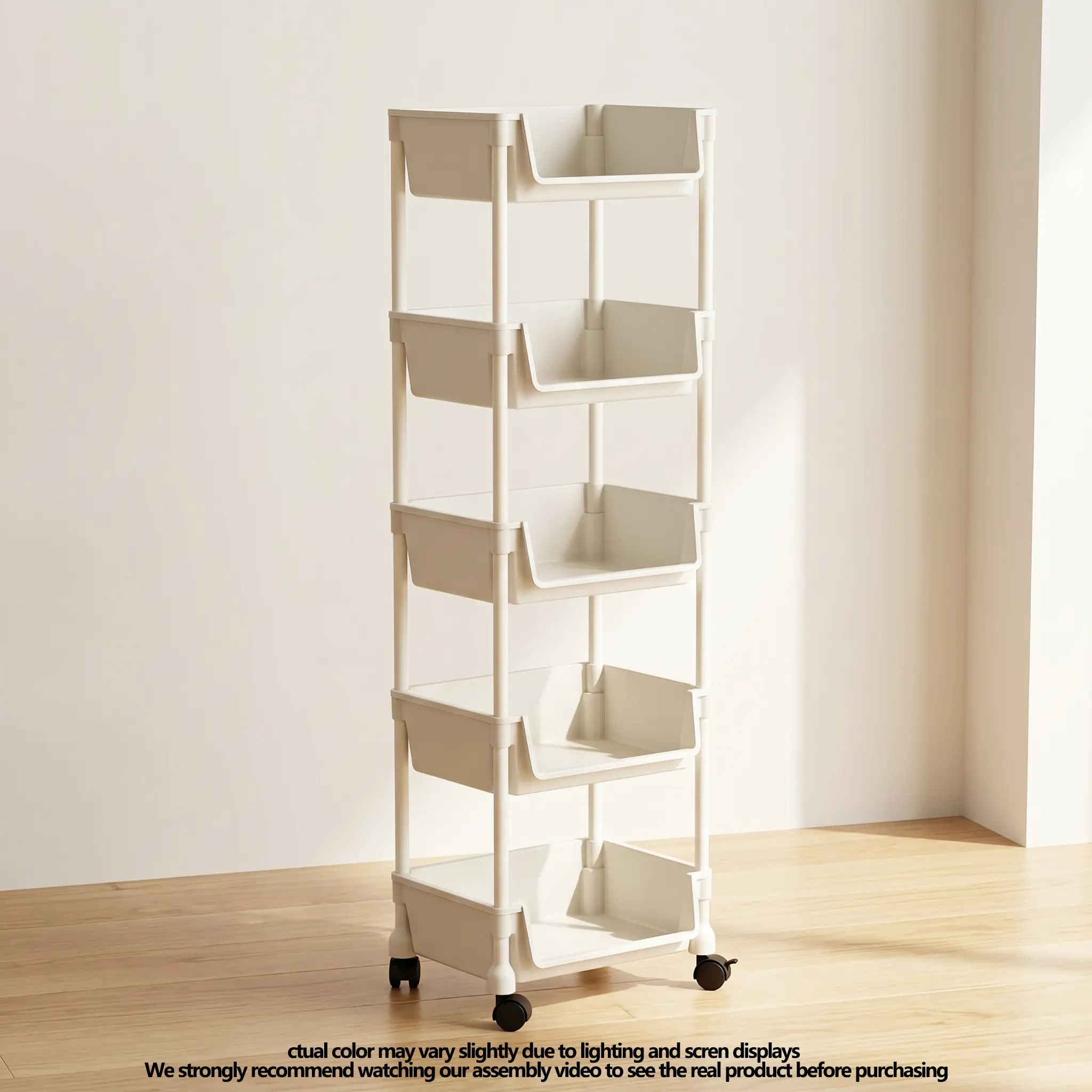 Rolling  Cart with Wheels, Multi-Layer Adjustable Freestanding Shelf, Space Saving Plastic Organizer, Portable Easy Install  Unit for Kitchen Bathroom Bedroom Living Room - Memorial Day Deals & Memorial Day Sale storage work hat