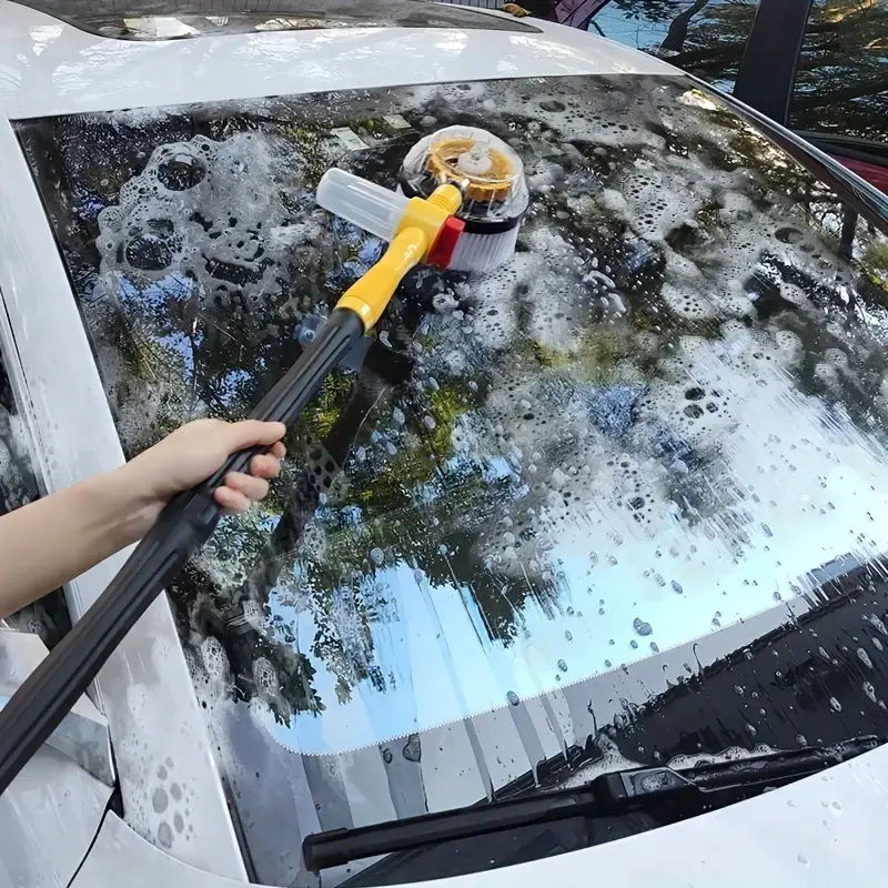 Car Wash Brush Cleaning Kit, Car Washing Tool, 360 Degree Rotating Microfiber Car Mop, Detachable Extendable Brushes, Garden Hose Spray Nozzle Sprayer Gun