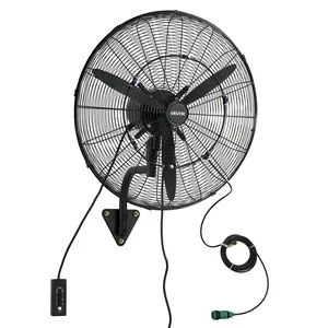 【fathersdaygift】VEVOR Wall Mount Fan, 24 in Wall Mounted Hanging Fan with Oscillating & Mist, IP44-rated, 3-Speed, Powerful Air Reach, Mechanical Control, Long Airflow for Industry, Commercial, Garage, Workshop