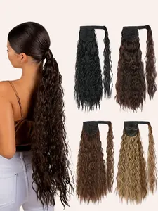 85cm Long Wig Tail, Magic Tape Corn Curl Wig Tail, Puffy Curly Fiber Wig Tail, Synthetic Hair Extension, Easy Wear, Natural Look