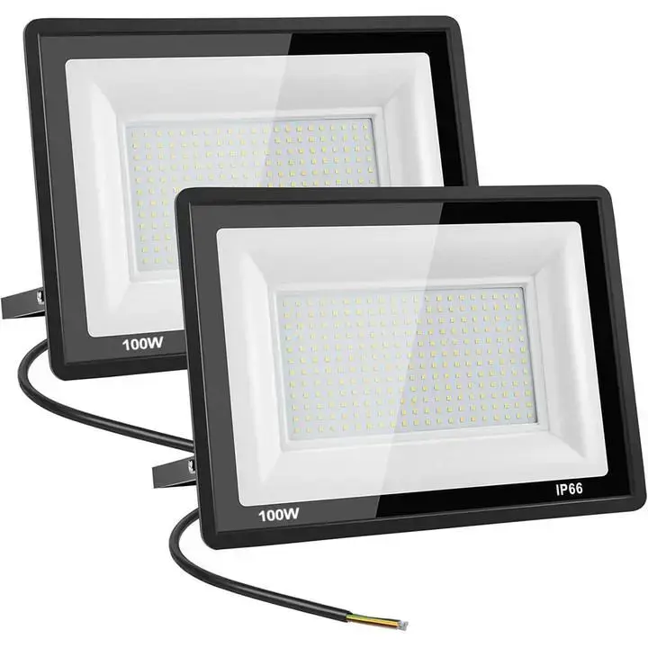 100W LED Outdoor Flood Light IP66 Waterproof 6000K Portable Security Work Light with Adjustable Bracket for Yard Garden Stadium Playground