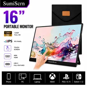 SumiScrn 16'' Portable Monitor with Touch,HD FHD,1080P,60Hz,for Phones ,Android Laptop PC,with Speaker