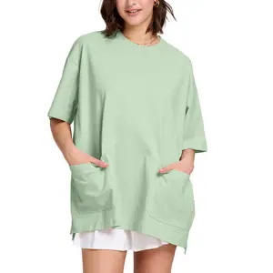 FAIABLE Unisex Oversized T-Shirt with Batwing Sleeves and 3 Utility Pockets–Casual Loose Fit Tee for Men and Women–Stylish Streetwear-Inspired Top with Large Pockets – Plain Basic Tee for Everyday Wear, Travel, or Layering