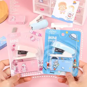 Mini Stapler Set Cute Cartoon Style Student Office Portable Binding Tool Color Mini Stapler with Staples Pack Individually Packed