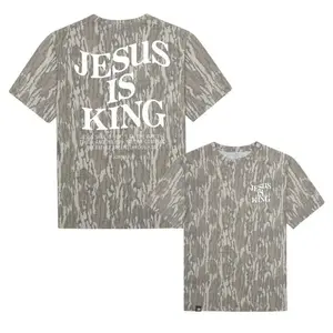 Vintage Unisex JESUS CAMO Print 3D T-Shirt for Men and Women, Retro Jesus Is King Mossy Oak Bottomland Camo 3D T-Shirt, Perfect for Casual Wear, Camo T-Shirt, 3D Camo T-Shirt, 3D Camo Style Tee, 3D Camo Shirt