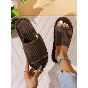 Women's Solid Color Fluffy Plush Slippers, Casual Soft Comfortable Home Slippers, Warm Slippers for Indoor & Outdoor Use for Fall & Winter, Fuzzy Warm Slippers(Sheet)