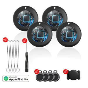 Air Tracker Tags-4 Pack: Smart Bluetooth Tracker,  Tag Locator for Cars, Pets, Keys, Luggage, Satchel, Weatherproof Case, Anti-Lost Device, Works with Apple Find My (iOS Only), No Monthly Fees, IP67 Waterproof, Replaceable Battery Remote