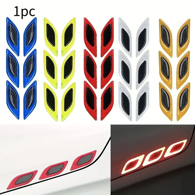 3D Car Modeling Reflective Strip Reflective Car Sticker, License Plate Night Warning, Door Side Bumper Anti-scratch Sticker, Fender Anti-collision Sticker, Car Decals
