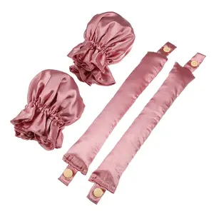 Unique Bargains 4pcs Heatless Hair Curler, Satin Curling Rod Headband with Hair Caps Set, Flexi Rods for Heatless Curls
