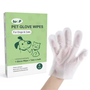 WLP Pet Glove Wipes for Dogs and Cats, Hypoallergenic, Cleaning and Hydrating, for Grooming Body Fur Paws and Butt, with Jojoba Oil