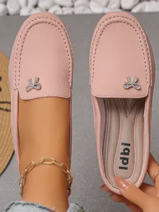 2026 Summer New Women's Slip-On Sandals, Breathable Soft Sole Half-Open Toe Bean Shoes, Casual Flat Slippers for Outdoor Wear, Comfortable Lazy Footwear, Shoes Flats