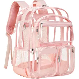 Clear Backpack for School - Heavy Duty Transparent Bookbag for Girls Boys Large See Through Backpacks for Teens, Work, Travel, Festival - Light