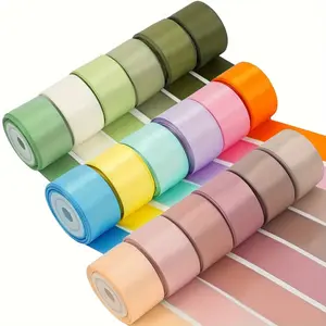 Double-Sided Satin Ribbon Set, 6 Rolls X 10 Yards, Perfect for Weddings, Gifts, Crafts, Holiday Decorations, Multiple Colors Available
