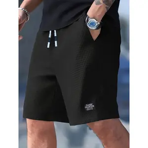 Men's Textured Casual Shorts with Drawstring Waist, Lightweight Polyester Fabric, Pockets for Casual Wear, Beach or Outdoor Activities, Everyday Shorts |   Drawstring Waist Shorts |   Lightweight Shorts