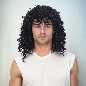 Short Curly Men'S Wig Made of Heat-Resistant Synthetic Fibers, with a Density of 130%, Featuring a Stretchy Breathable Net, Soft to The Touch, Breathable, Suitable for All Occasions