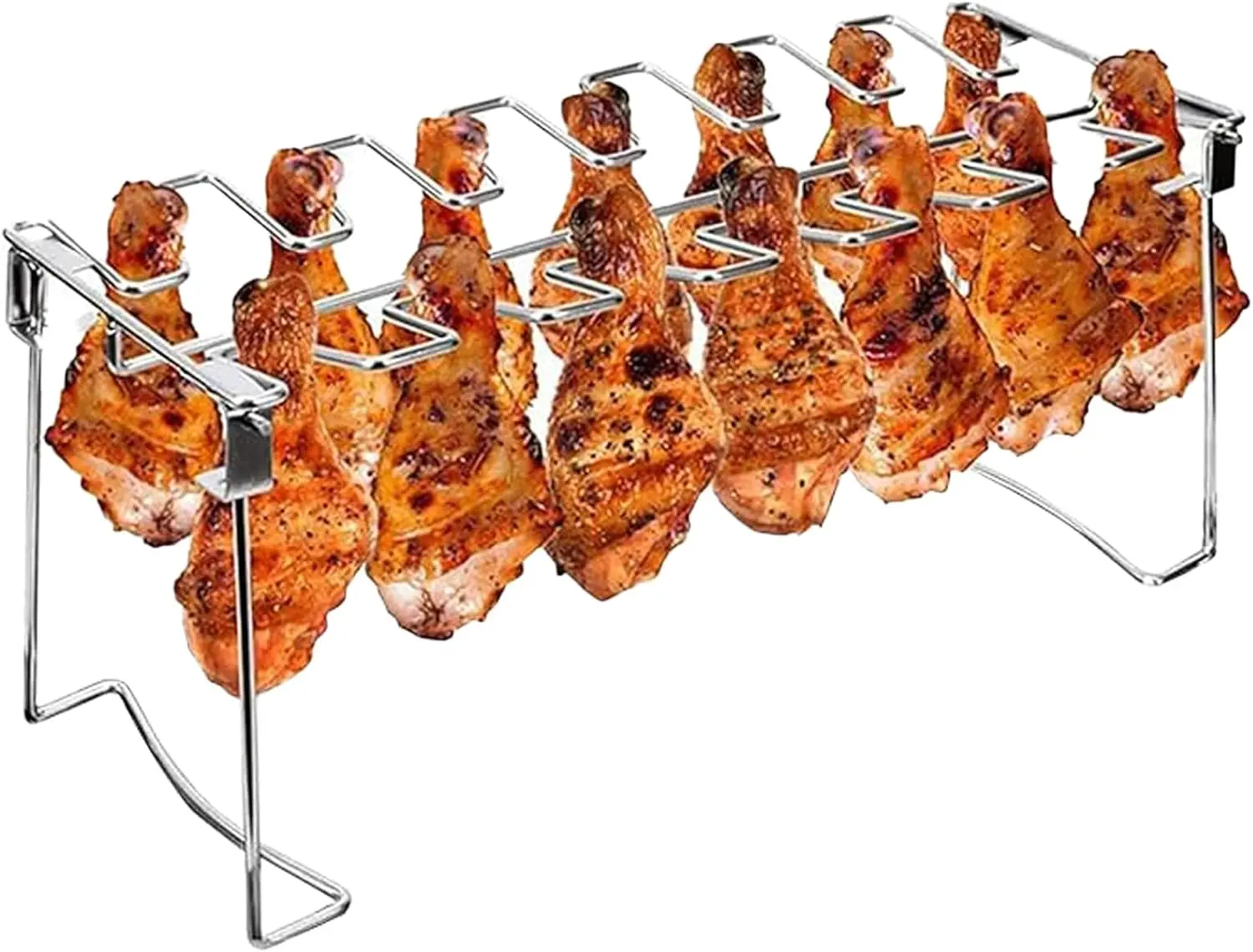 Chicken  and Wing Rack, 14 Slots BBQ Chicken Drumsticks Holder Stainless Steel Roaster Stand for  Grill, Oven, Charcoal Grill