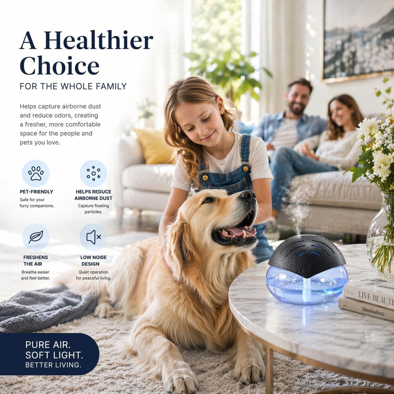 [DealsForYouDays] Air Purifier- Water Air Revitalizer, Air Washer, Air Freshener, Room Aromatizer, Aroma and Essential Oil Diffuser with 7 Color adjustable LED Lights- For Smoke and Pets