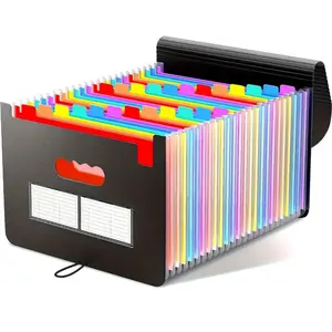 Expandable 25 Pockets File Folder Organizer, 1 Count Plastic Filing Box for A4/letter Size Paper, Multi-purpose Standing Folder, Accordion Folder, Work Organizer for Office School Home