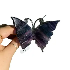 Fluorite Butterfly on Silver Stand - 3 - 4 in. Symbol of Transformation & Calm